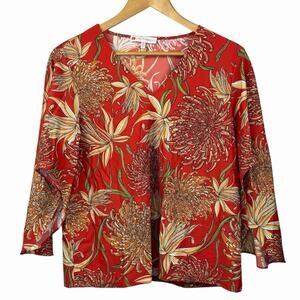 Jude Connally Orange Floral Tunic Top Size S Tulip Sleeves